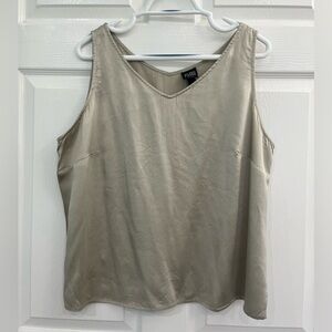Eileen Fisher Champagne Cream Silk V-Neck Women's Plus Camisole Tank Top Blouse